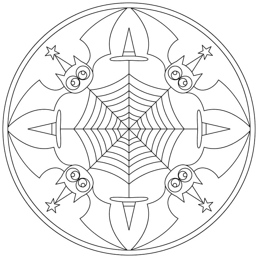 Halloween Mandala Utskriftbart Bilde fargelegging