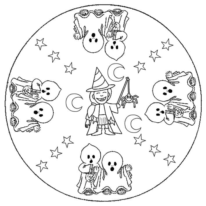 Halloween Mandala å Fargelegge fargelegging
