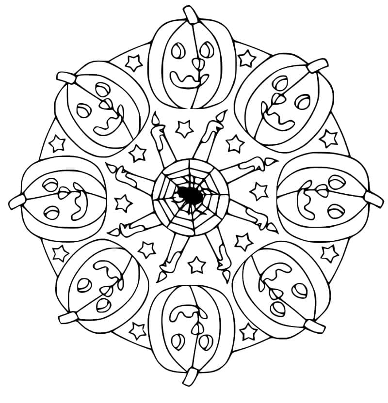 Halloween Mandala å Skrive ut fargelegging