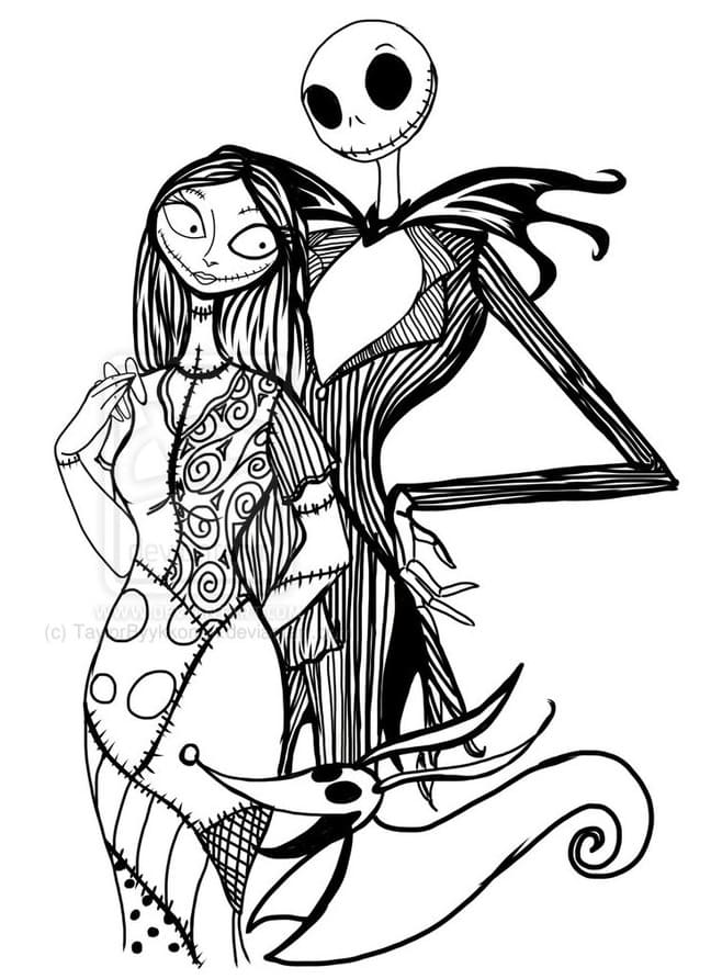 Jack Skellington og Sally fargelegging