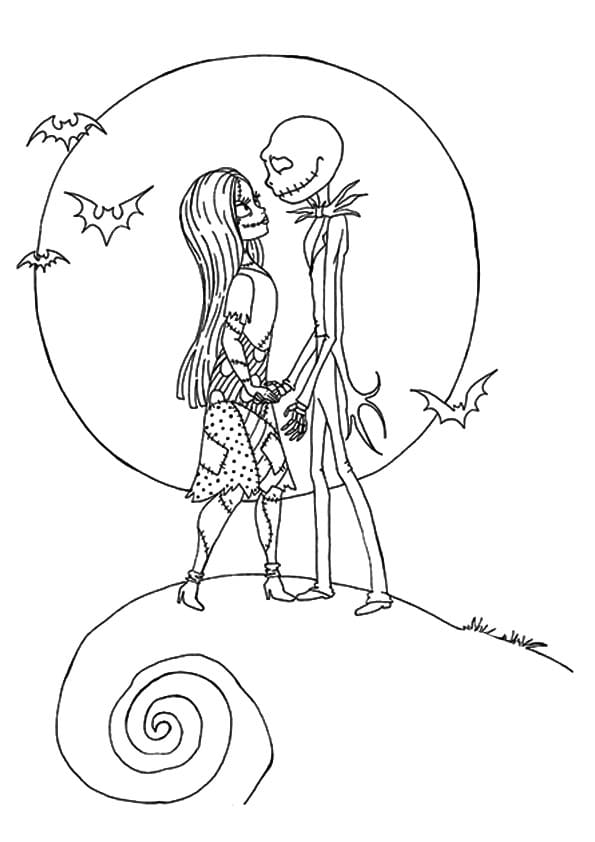 Jack og Sally Et Førjulsmareritt fargelegging