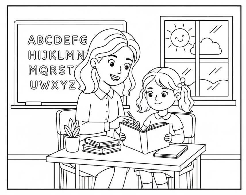 Lærer Gratis Utskriftbar fargelegging