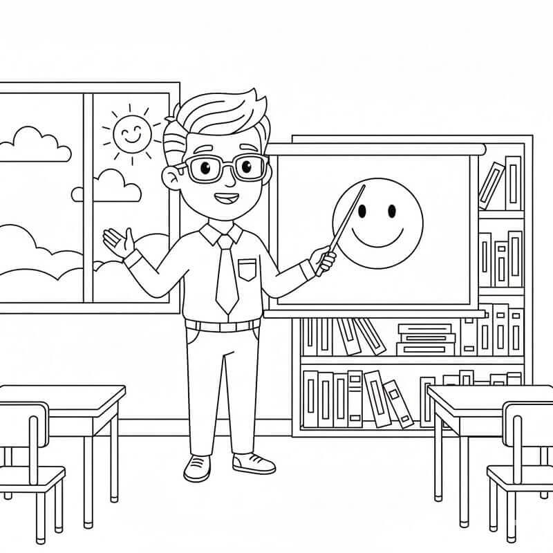 Lærer i Klasserommet fargelegging