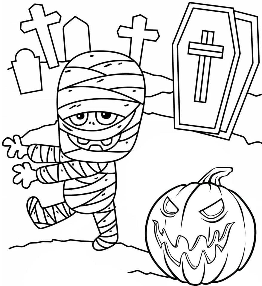 Liten Halloween Mumie fargelegging