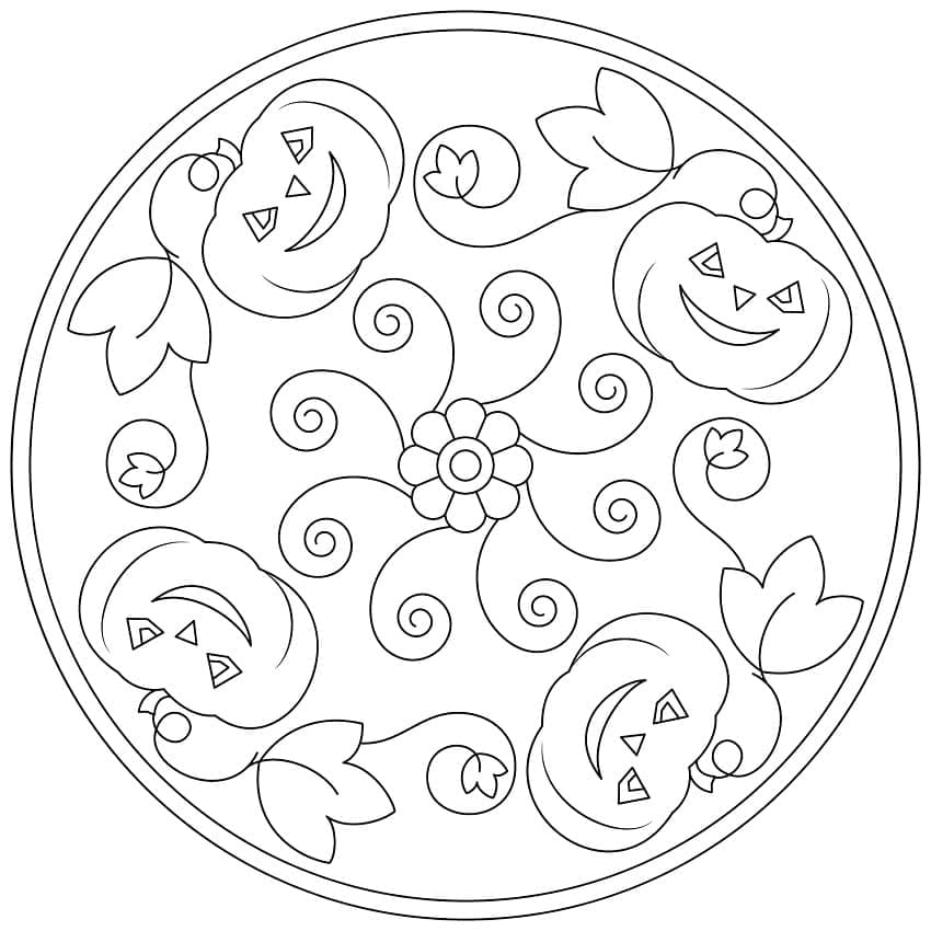 Utskriftbar Gratis Halloween Mandala fargelegging