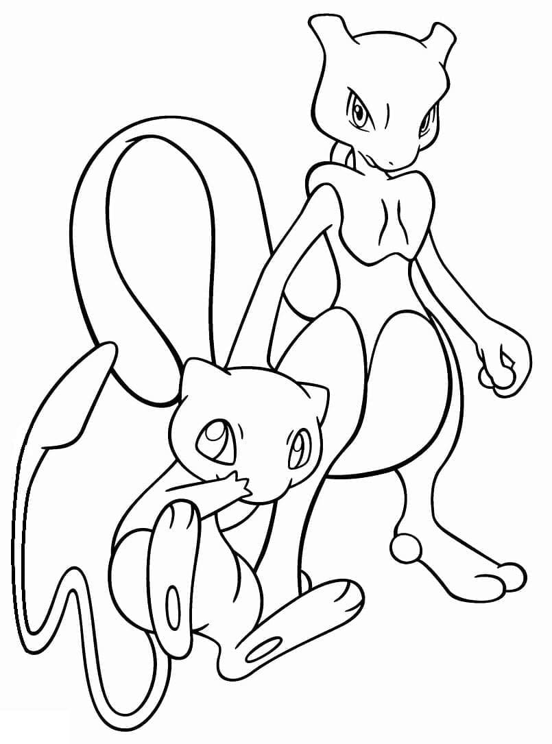 Utskriftbar Gratis Mewtwo fargelegging