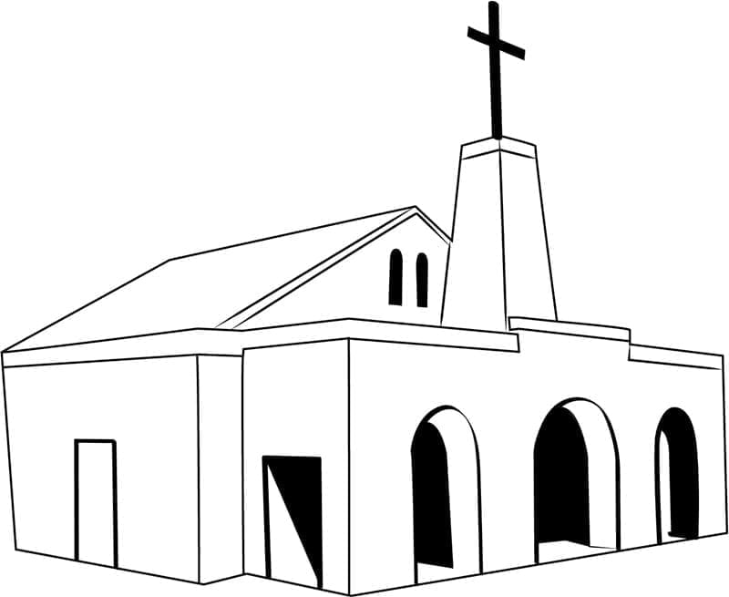 Utskriftbar Kirke for Barn fargelegging