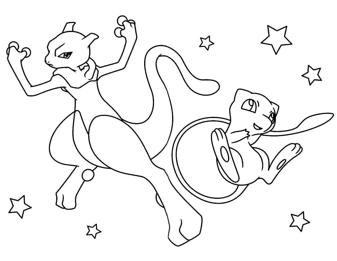 Utskriftbar Mewtwo for Barn fargelegging