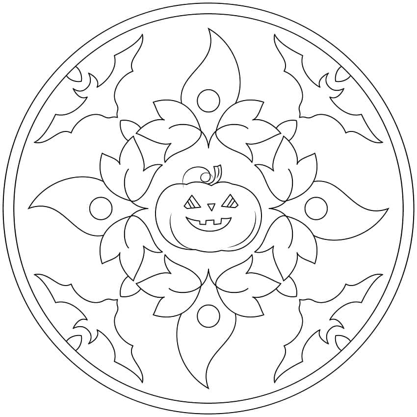 Utskriftbart Bilde Halloween Mandala fargelegging