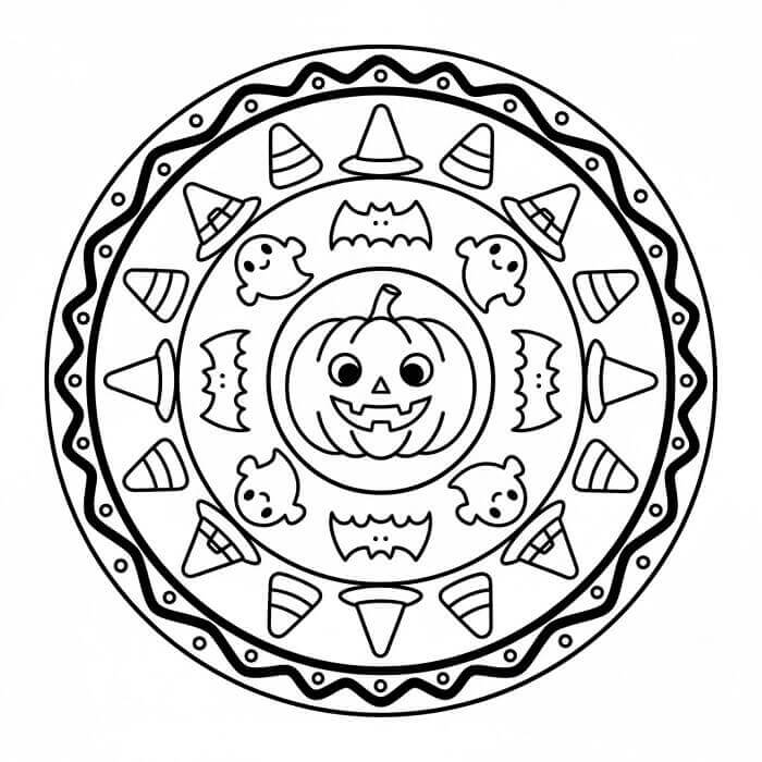 Vakker Halloween Mandala fargelegging