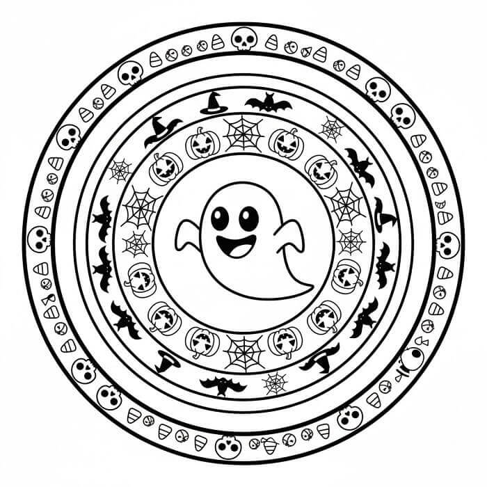 Veldig Vakker Halloween Mandala fargelegging