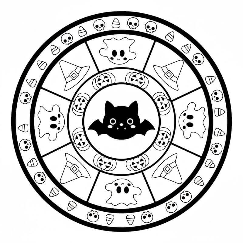 Vidunderlig Halloween Mandala fargelegging