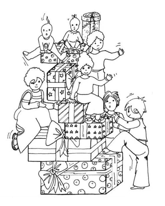 Barn og Julegaver fargelegging