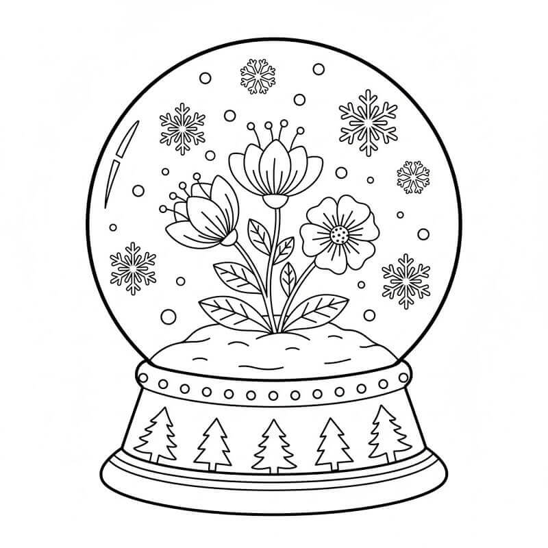 Blomster i Snøkule fargelegging