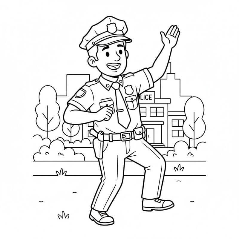 Dansende Politimann fargelegging