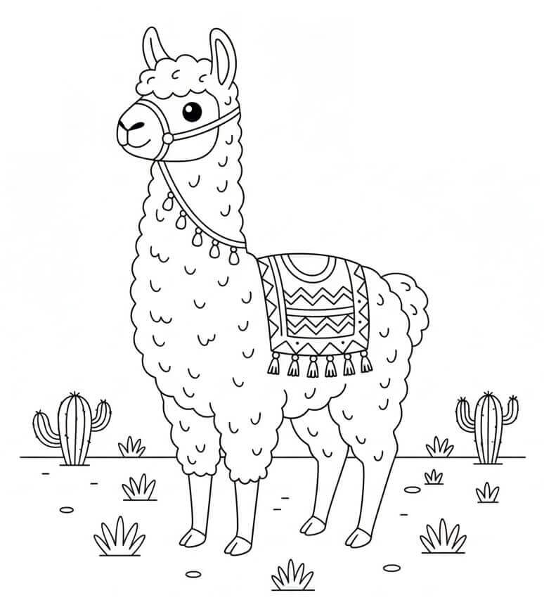 En Søt Lama fargelegging