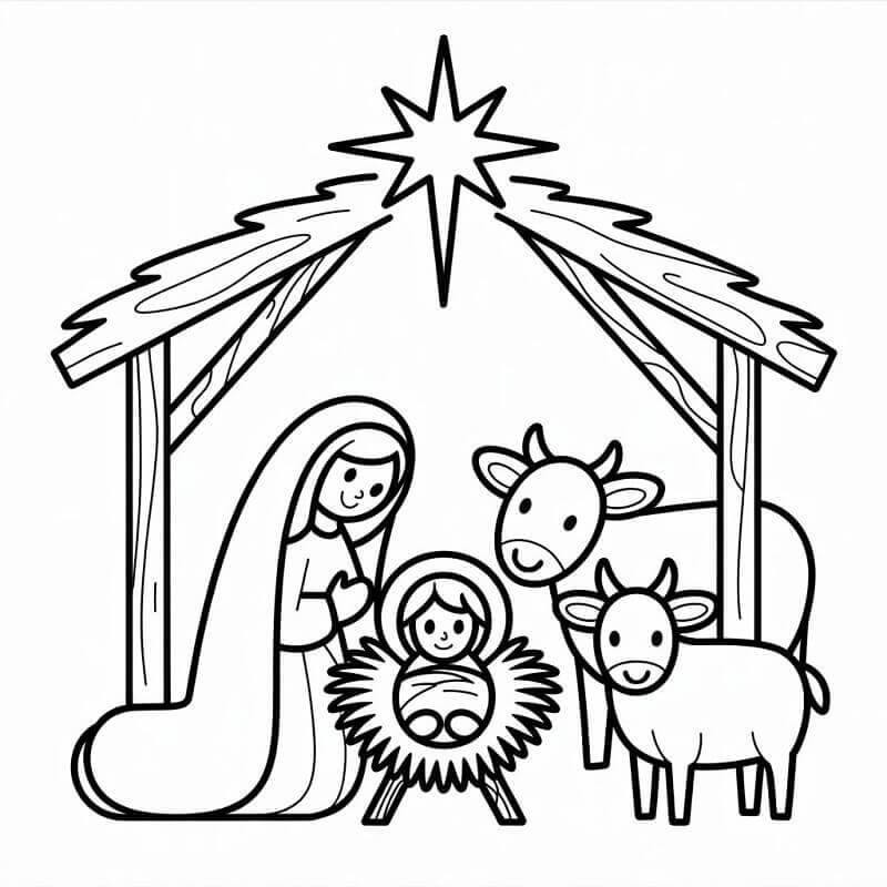 Enkel Julekrybbe fargelegging