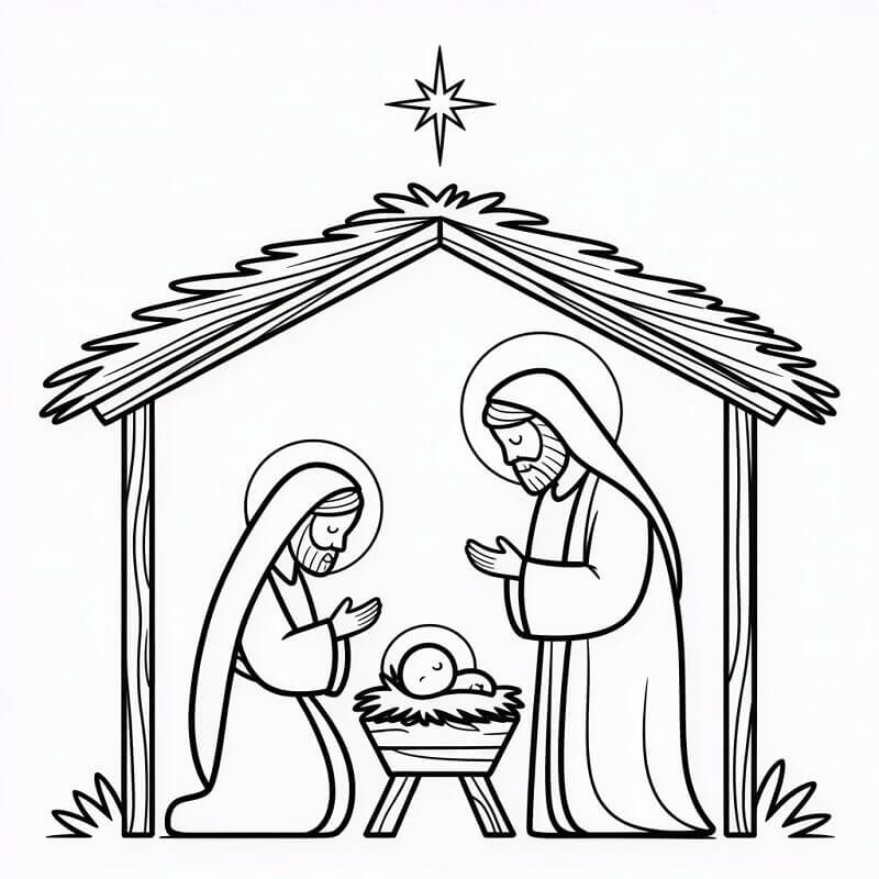 Gratis Julekrybbe fargelegging