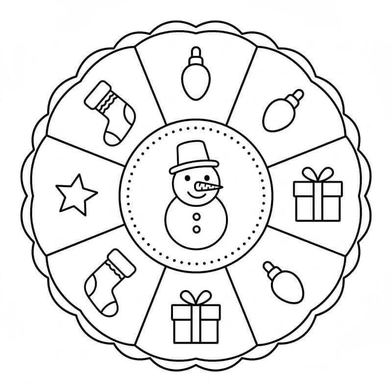 Gratis Julemandala Utskriftbar fargelegging