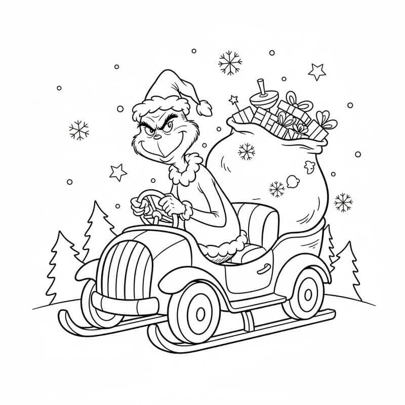Grinch Kjører Bil fargelegging