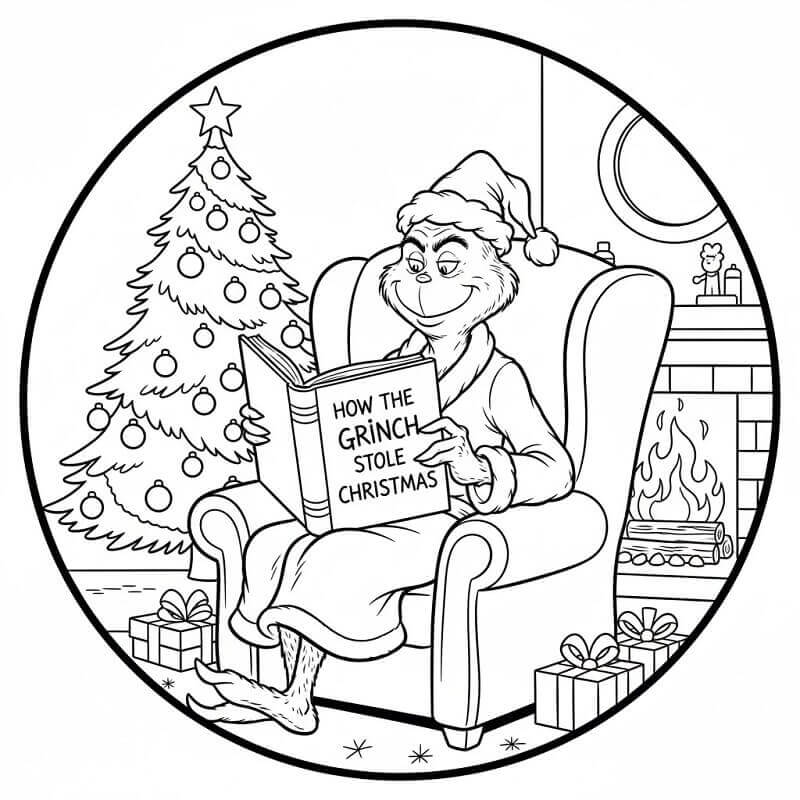 Grinch Leser Bok fargelegging