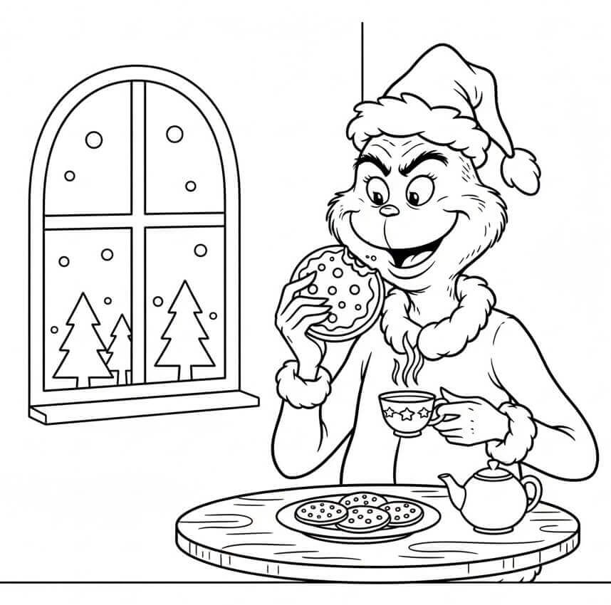 Grinch Spiser Småkaker fargelegging