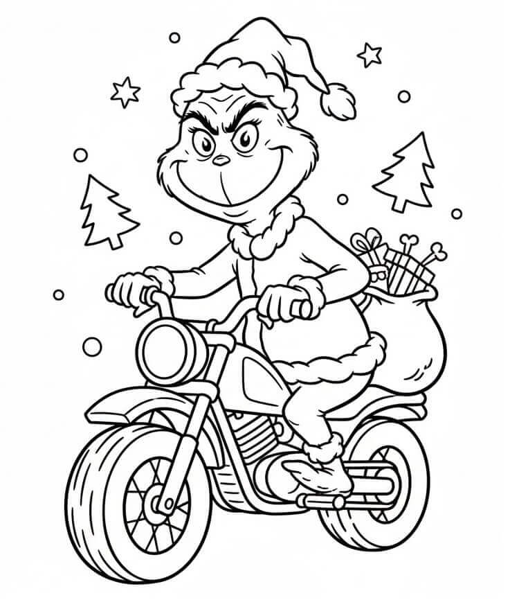 Grinch på Motorsykkel fargelegging