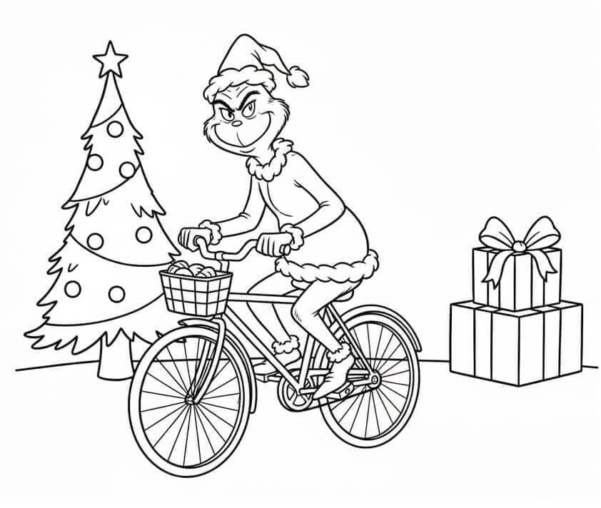 Grinch på Sykkel fargelegging