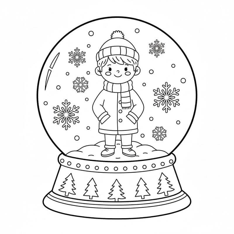 Gutt i Snøkule fargelegging