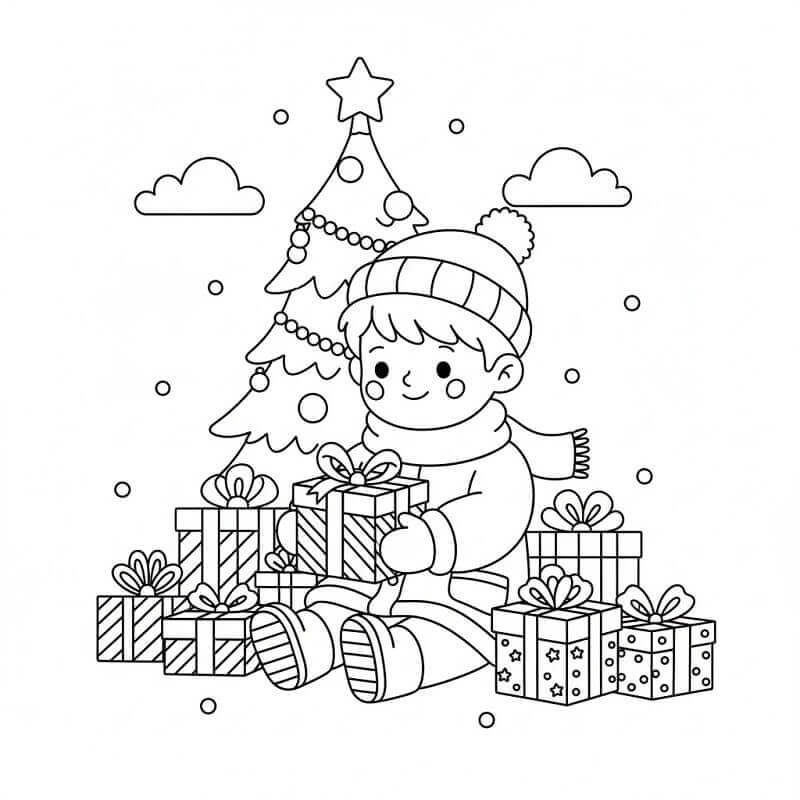 Gutt og Julegaver fargelegging