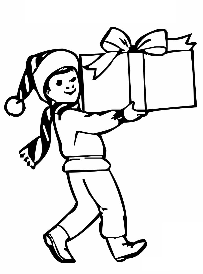 Gutt og Julepakke fargelegging