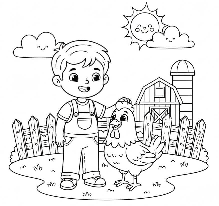 Gutt og Kylling fargelegging