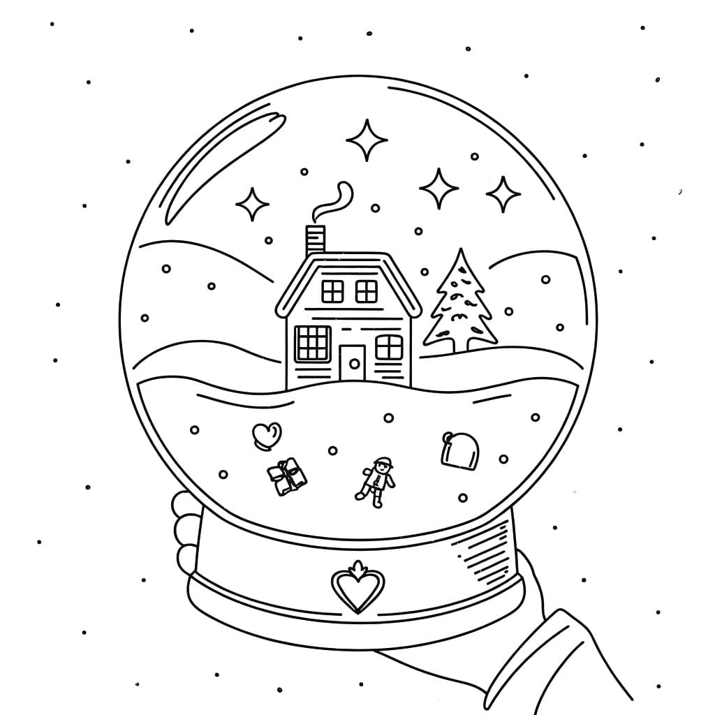 Hånd som Holder Snøkule fargelegging