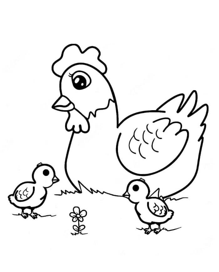 Hønemor og Kyllingbaby fargelegging