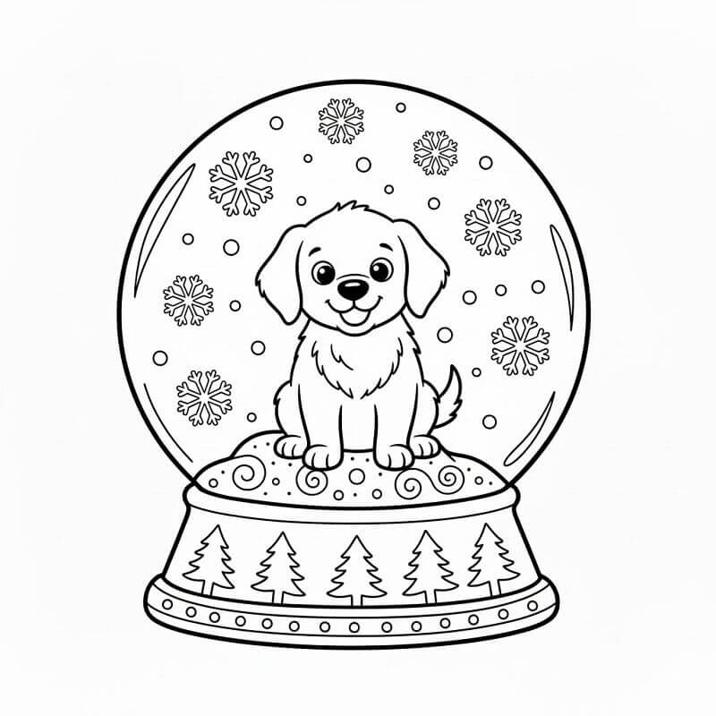 Hund i Snøkule fargelegging
