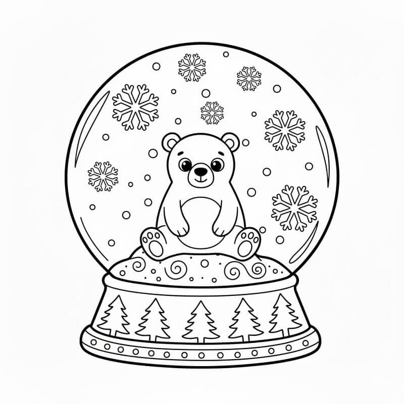 Isbjørn i Snøkule fargelegging