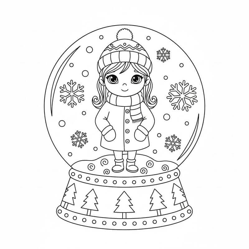 Jente i Snøkule fargelegging