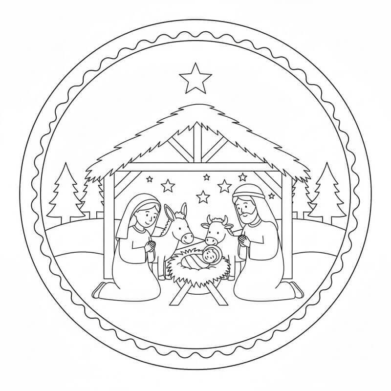 Julekrybbe Fargelegging