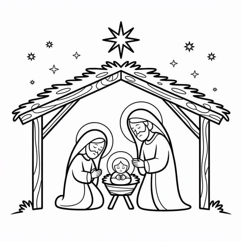 Julekrybbe Utskriftbar fargelegging