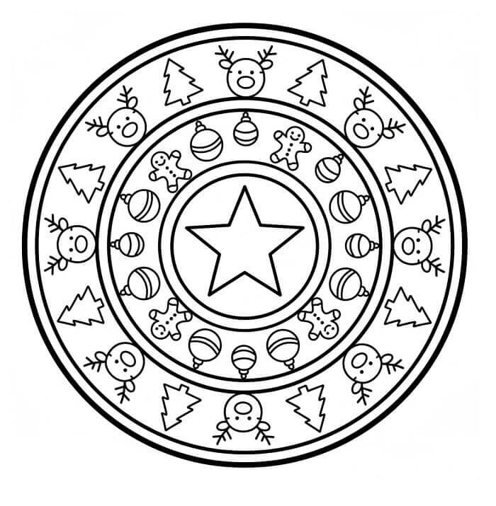 Julemandala Utskriftbar for Barn fargelegging