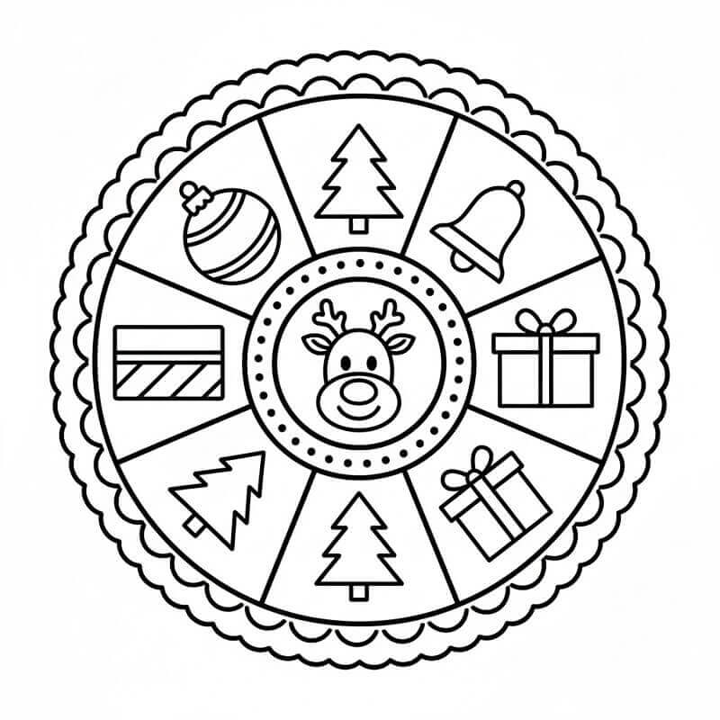 Julemandala Utskriftbart Bilde fargelegging