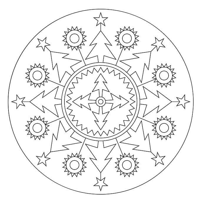 Julemandala å Skrive ut fargelegging