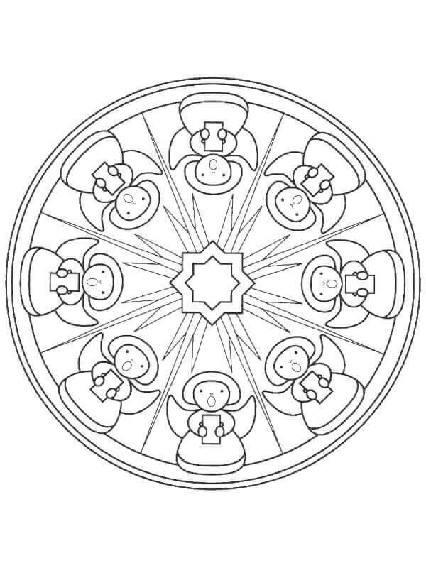 Julemandala for 1-åringer fargelegging