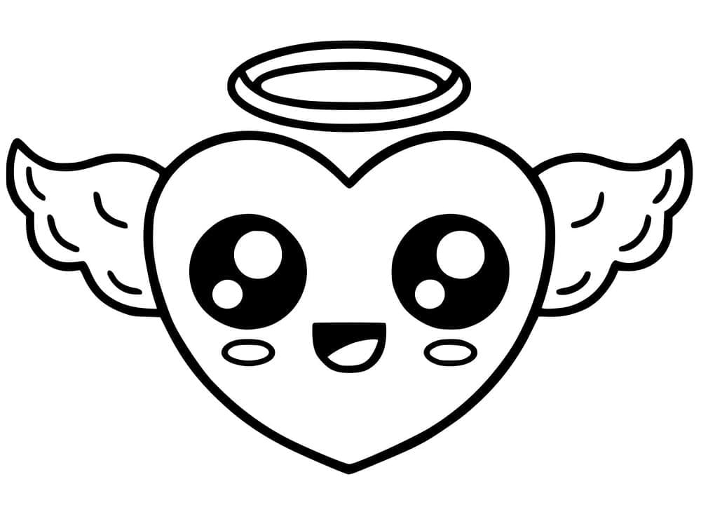 Kawaii Engel Hjerte fargelegging