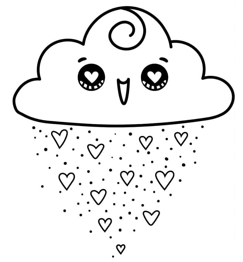Kawaii Sky med Hjerter fargelegging