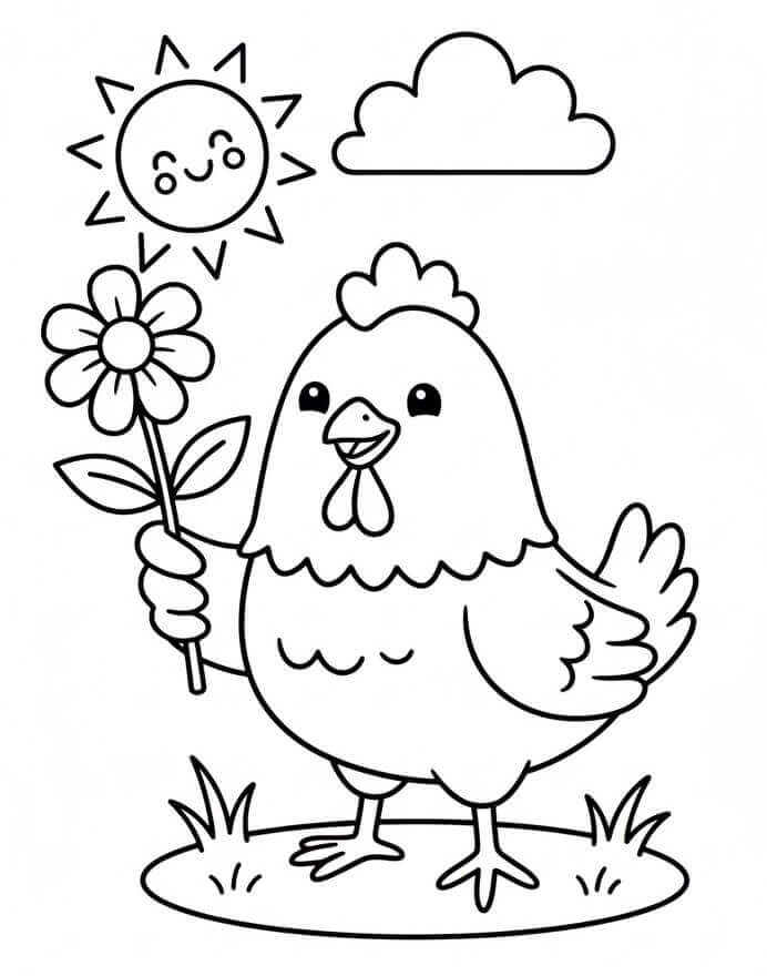 Kylling med Blomst fargelegging