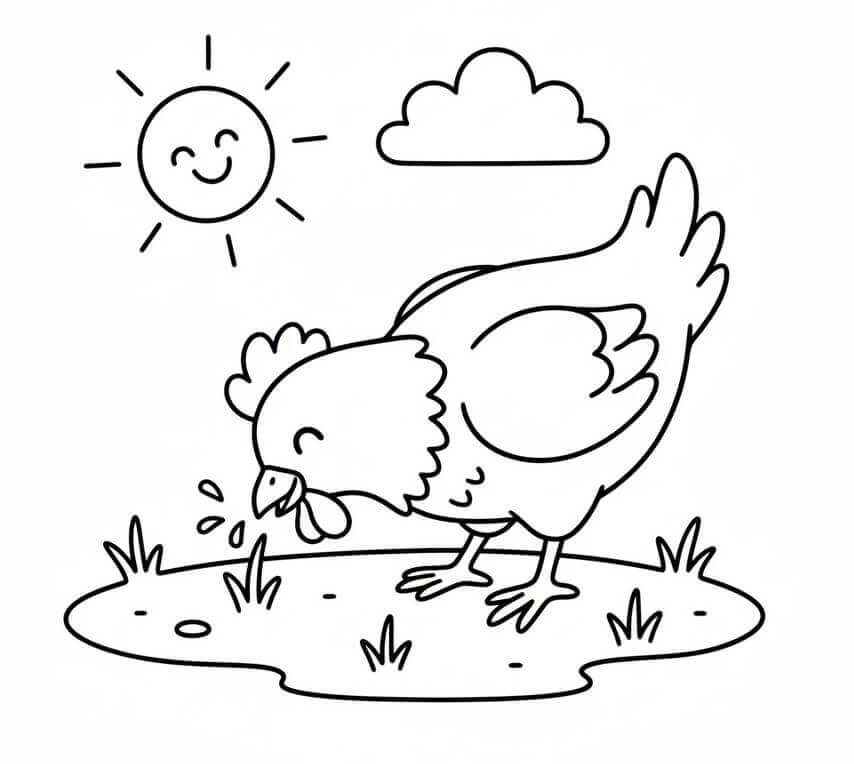 Kylling på Gresset fargelegging