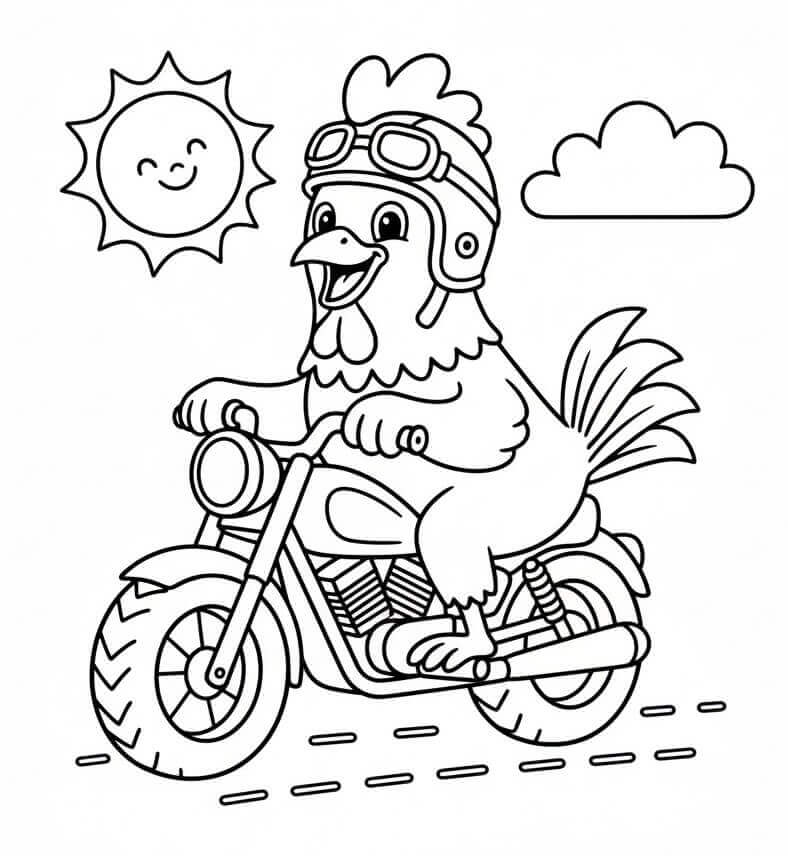 Kylling på Motorsykkel fargelegging