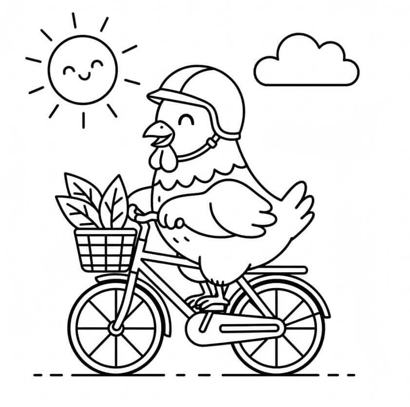 Kylling på Sykkel fargelegging