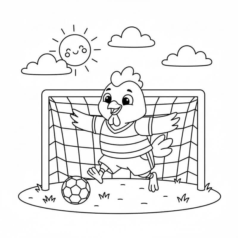 Kylling som Spiller Fotball fargelegging